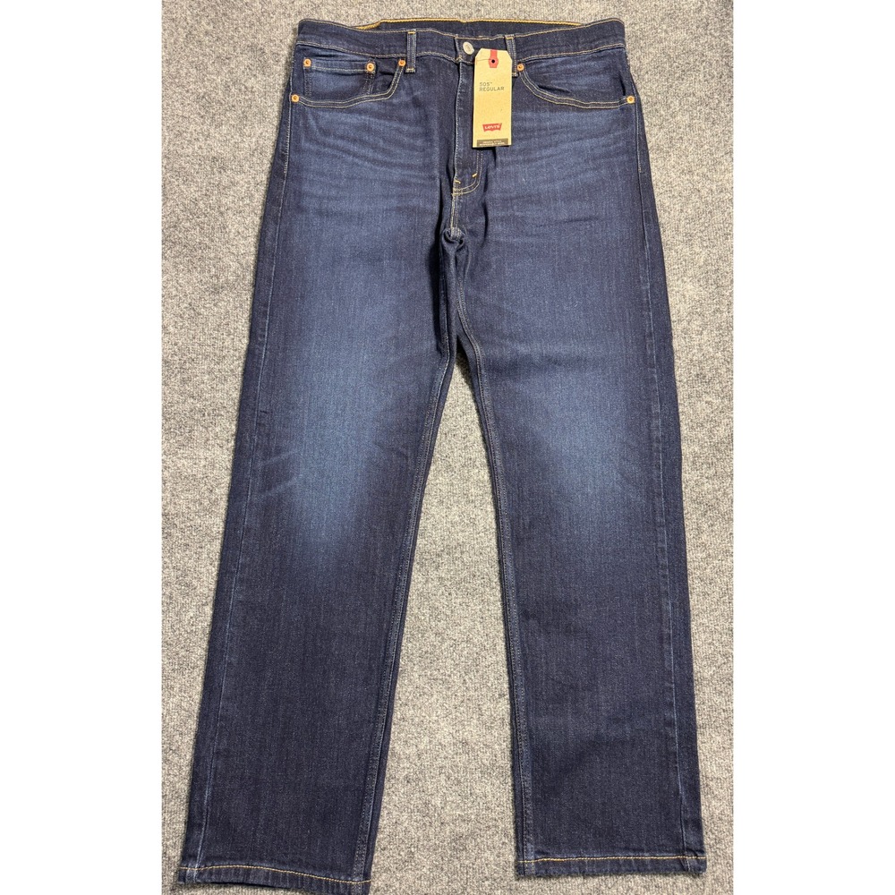 Levis 505 Regular Fit Mens Jeans 36×30 Dark Wash Blue Denim NWT
